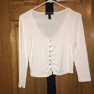 Forever 21 long sleeve white crop top